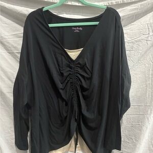 AnyBody Black Ruched Blouse 4X